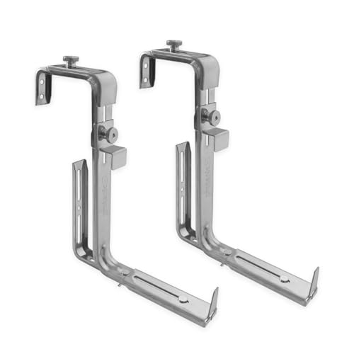 protanic Universal-Balkonkastenhalter aus Edelstahl, 2er-Set, Blumenkastenhalterung, Halterung