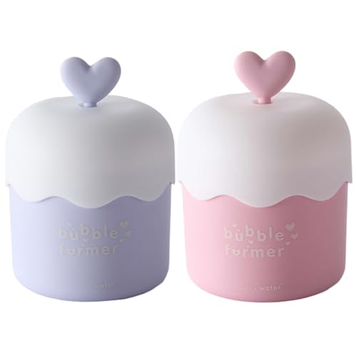 2pcs Foam Maker für Gesichtswaschschaum Bubble Maker Reiniger Herz Design Reinigungsschaum tragbarer Bubble Foamer Fast Foaming PP Skincare Foam Maker für Heimreise