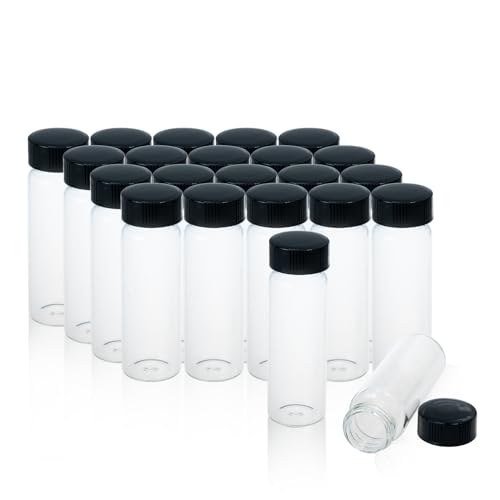 ALWSCI 20pcs 30mL Glas Probe Fläschchen Probenahme Flaschen 24mm schwarz geschlossen Top PP Cap, PE Liner Probe Container Labor Fläschchen 27.5x84mm