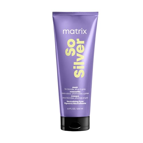 Matrix Haarmaske für blondes und graues Haar zur Neutralisation von Gelbstichen, Mit Violett-Pigmenten, So Silver Maske, 1 x 200 ml