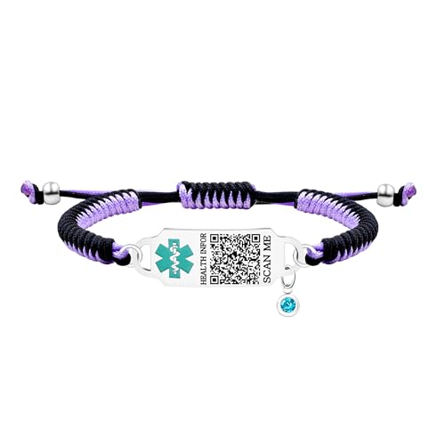 Tobestu QR-Code-ID-Armband – Graviertes Notfallarmband für Männer, Frauen und Senioren – Verstellbares Gesundheitsband für Diabetes und Epilepsie – YA5657