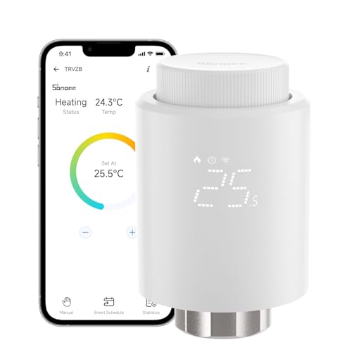 SONOFF Smart Heizkörperthermostat TRVZB, Smart Heizungsthermostat mit App-Funktion, Zigbee Thermostat Benötigt Zigbee 3.0 Hub, kompatibel mit Amazon Alexa/Home Assistant