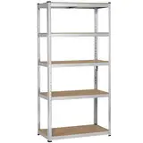 Yaheetech Lagerregal XL Kellerregal Werkstattregal Regal verzinkt belastbar bis 175kg, Größe: 180 x 90 x 40 cm, Keller, Silber