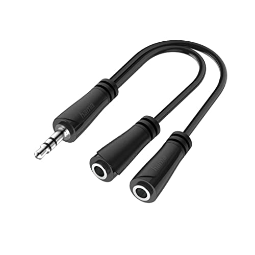 Hama Audio Splitter für 2 Kopfhörer (3,5 mm Klinke Stecker auf 2x 3,5 mm Klinke Buchse, Kopfhörer Adapter HiFi Stereo, AUX Doppelstecker für Tablet, Handy, Laptop zum gemeinsamen Hören mit 2 Headsets)