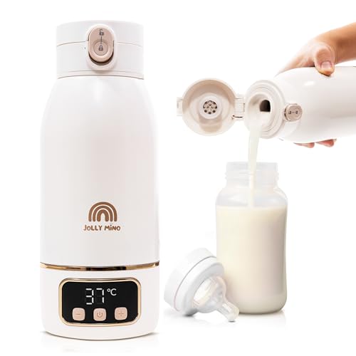 JOLLY MINO Flaschenwärmer Baby Unterwegs, Tragbarer Flaschenwärmer Baby, Erwärmt Wasser Oder Milch, Ultraschnelles Aufladen, Perfekt Für Die Nacht, Pasteurisierungsfunktion, Reinigungsbürste