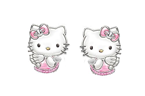 Kaguyo Silberohrringe für Frauen, 925er Sterlingsilber-Hello-Kitty-Ohrringe, niedliche Katzen-Ohrstecker mit Zirkonia für Frauen, Mädchen, Kinder, Geburtstagsgeschenk (Kitty A)