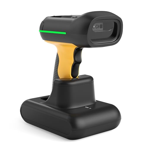 Inateck Industrial Barcode Scanner Kabellos, 2D QR Code Scanner mit intelligenter Ladestation, IP67 wasserdicht und staubdicht, Barcode Leser mit 2600mAh Akku,Handscanner mit App & SDK, BCST-75S