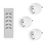 SEC 24 Funksteckdosen mit Fernbedienung,3680 Watt Funksteckdose,Programmierbar Schaltbare Steckdose,3 Steckdosen mit 1 Fernbedienung,für Innen Weihnachtsschmuck und Haushaltsgeräte,Weiß