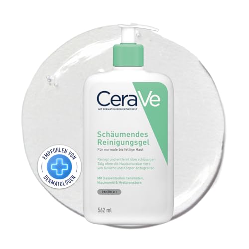 CeraVe Schäumendes Reinigungsgel für Gesicht und Körper, Normale bis fettige Haut, Mit Hyaluron und 3 essenziellen Ceramiden, 1 x 562 ml