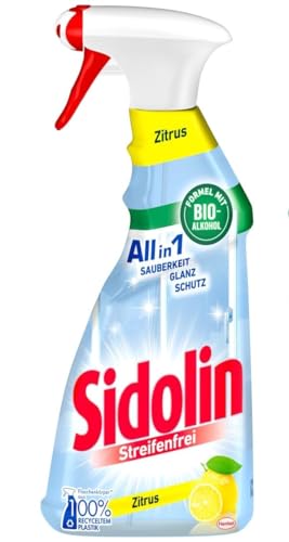 Sidolin Zitrus, Glasreiniger, 500ml, Sprühflasche, für einen perfekten, strahlenden Glanz und gegen Mikrorisse