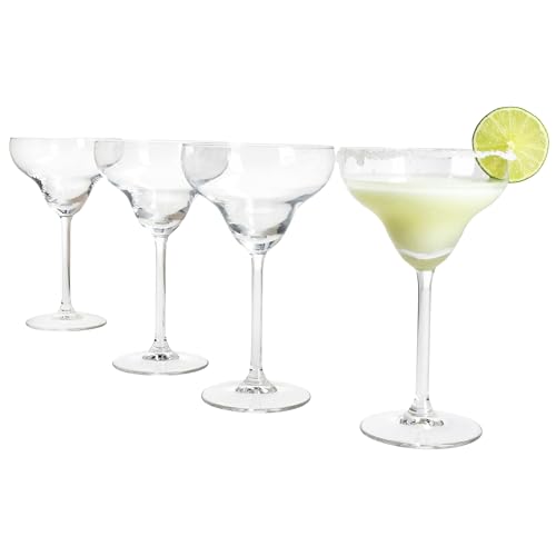 MamboCat 4er Set Margarita Gläser I 150ml, Höhe 18cm I für 4 Personen I klares breites Cocktailglas für Frozen Drinks, Daiquiri & Co. I transparente Gläser für Zuhause, Partys & Co