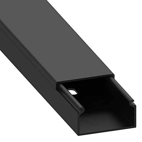 Cablecoach Habengut Kabelkanal (mit Montagelochung im Boden) 30x15 mm aus PVC, Farbe: Schwarz, Länge 1 m