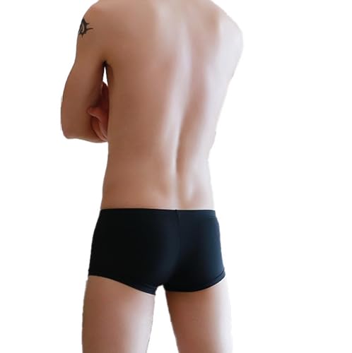 Faringoto Nahtlose Herren-Unterhose, Eisseide, Unterwäsche, Boxershorts, ultradünn, atmungsaktiv, sexy, U-konvexe Tasche, Boxerunterhose, Schwarz, Medium