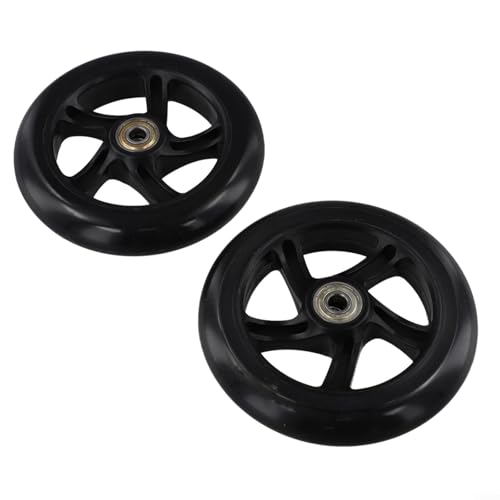 Bereit für Roller und Wagen, zuverlässiges Paar elastische PU-Räder für reibungslosen Betrieb in verschiedenen Anwendungen (125 mm x 24 mm, schwarz)