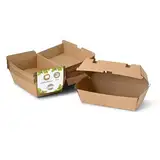 BIOZOYG Take Away Kraftkarton Box 50 Stück I robuste Fast Food Boxen mit hohem Klappdeckel I Snack Box aus Kraftkarton I stabile To Go Verpackung Karton braun 21,4x11,4x8,5 cm I biologisch abbaubar
