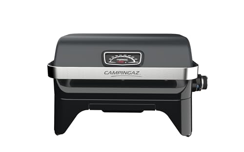 CAMPINGAZ Attitude2go Gasgrill, Gas-Tischgrill mit Deckel, tragbarer Balkongrill, Campinggrill, mit Thermometer und Gusseisen-Grillrost, Betrieb mit handelsüblichen Gasflaschen
