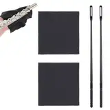 Yuanchu Flötenputzer Set, 4 Stück Flötenreinigungsset 2 Stk Reinigungstücher mit 2 Stk Flöten Reinigungsstab Flötenputzer Blockflöte Querflöte Putztuch Für Die Pflege Ihres Instruments Schwarz