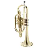 Monzani MZCR-900L Bb Kornett, Messingkorpus, Vernickelte Ventile, Inklusive Mundstück und Hardcase, Leichtläufige Mechanik, Satter Klang, Ideal für Einsteiger