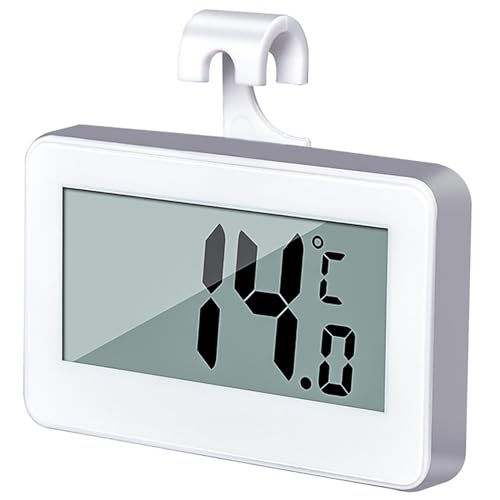 Jinpojun Kühlschrankthermometer, Wasserdichte Digital Thermometer mit Gut Lesbarem LCD-Anzeige Lesen Perfekt für kühlschrank, Gefrierfach, Lnnen, Außen