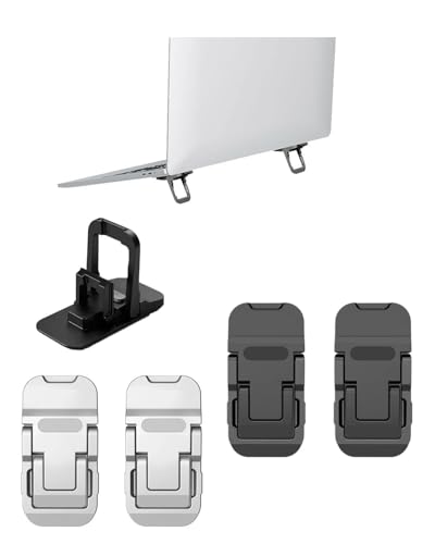 BPTRKOM 4 Stück Portable Computer/keyboard ständer- Zweistufige Einstellung,Selbstklebende Mini-Laptop-Ständer Unsichtbarer Computer, Faltbare Laptop-Füße mit Anti-Rutsch-Silikon