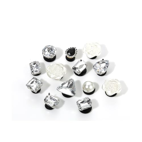 ZUWIJEQ 13 pcs Schuhanstecker Anstecke, Schuhanstecker Dekoration Schmuck Design, Bling Schuhanhänger Dekoration Schmuck Design, Schuh Charms Sliver, Kawaii Schuh Charms für Mädchen & Jungen