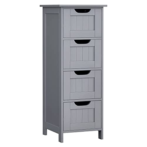 VASAGLE Badezimmerschrank, Badschrank, Beistellschrank mit 4 Schubladen, 30 x 30 x 82 cm, für Badezimmer, Wohnzimmer, Esszimmer, Küche, modern, mystisches Grau LHC040P36