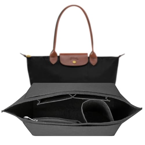 LUOJINYI Organizer für Longchamp Tasche, taschenorganizer für longchamp tasche damen, taschen organizer, longchamp tasche damen organizer, Große Kapazität Handtasche Einsatz(Schwarz, M)