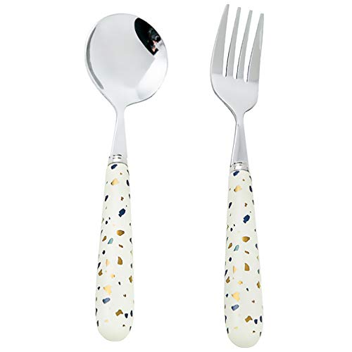 Cabilock Tragbar 2 Stück Besteck Set Edelstahl Besteck Besteck Set Metallgabeln L?ffel Geschirr für Sü?warenladen Restaurant nach Hause Esslöffel