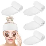 4 Stück Haarband Kosmetik Make Up Haarband Damen Abschmink Haarband Spa Sport Yoga Stirnband Frottee Haarschutzband für Damen Mädchen Verstellbare Stirnband mit Klettverschluss (Weiß)