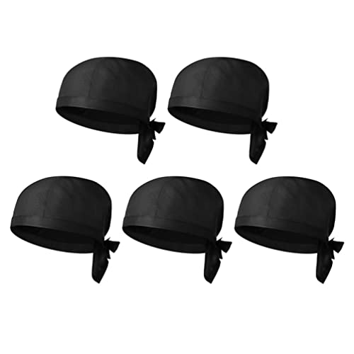 hemoton 5 Stücke Kochmütze Unisex Küchenmütze Chef Hut Kochhut Arbeitsmütze Kappe Kochhaube Gastro Hüte Baumwolle Kopfbedeckung für Damen Herren Küche Restaurant Kochen Backen Schwarz