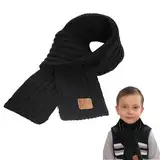 Baby Schal Weich Schwarz,Gestrickter Schal Kinder Winter,Warm Strickschal Niedlich Winter Mode 120cm*9cm,Weich Schön Schals für Mädchen,Winter Warm Schals Nackenwärmer Für Jungen Mädchen
