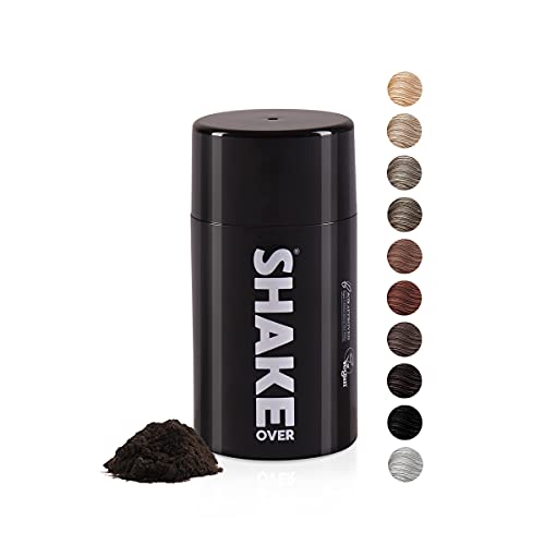 SHAKE OVER Veganes Streuhaar zur Haarverdichtung, mit Zink angereicherte Fasern, hochwertiges Schütthaar, Made in Europe (12 g, DARK BROWN)