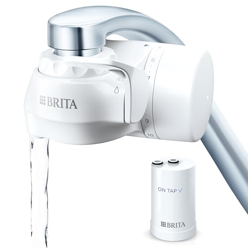 BRITA ON TAP V Wasserfiltersystem, inklusive 1 Kartusche: Nachhaltiges und gut schmeckendes Wasser direkt aus dem Wasserhahn, reduziert Mikropartikel, PFAS, Metalle und geschmacksbeeinflussende