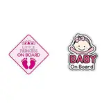 Little Princess on Board Auto-Warnschild, reflektierendes Fußabdruck-Muster, Baby im Auto, Warnschild, langlebig, Sicherheitswarnung, Auto-Stoßstangen-Aufkleber, Rosa, 2 Stück