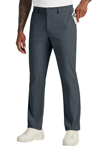 WILLIT Herren Golfhosen Stretch Hosen Jogginghose Schnelltrockner Arbeit Bürohosen Lässige Hosen mit 4 Taschen Dunkelgrau 36W x 32L