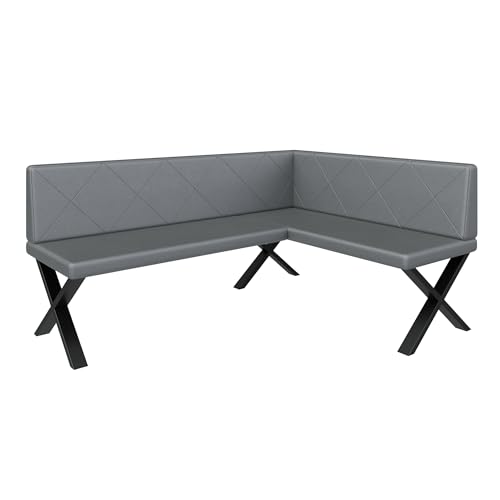 Eckbank Akiko Metal X - Eckbankgruppe für Ihrem Esszimmer, Küche modern, Sitzecke, Essecke. Perfekt für Küche, Büro und Rezeption. Solide und Starke Verarbeitung. (168x128-Rechts-Soft29)