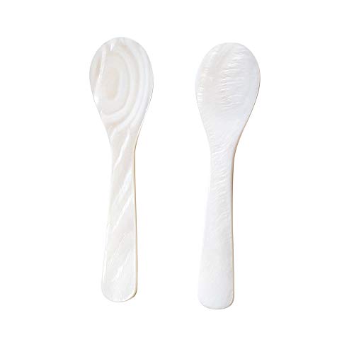 Marycrafts 2er Set Perlmuttlöffel Kaviarlöffel Eierlöffel Caviar Spoons Handarbeit