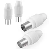 Antennenstecker Set 2x Stecker & 2x Buchse für Kabelfensehen DVB-C Radio und DVB-T2 TV Antennen IEC (männlich und weiblich) für Koaxial Antennenkabel Kupplung Kabel BK Anlagen HQ 4K UHD von HB-DIGITAL