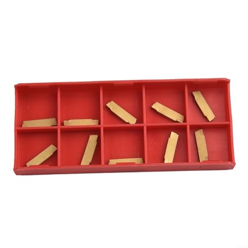 Jonikuper MGMN200-G Hartmetall-Einsätze, 16 x 3 x 2 mm, goldfarben, Metallbearbeitung, Schneidwerkzeuge für Stahlbearbeitung, Nuten, Drehmaschine, Werkzeughalter, MGEHR, MGIVR, 10 Stück