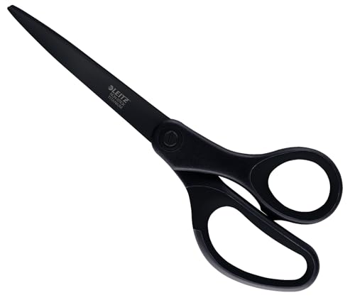 Leitz Schere Titan Anti-Haft, Hochwertige Haushaltsschere mit ergonomischem Griff, Klingen aus rostfreiem Stahl, Für zu Hause, Büro und Schule, Länge 20,5 cm, Schwarz, 54206095
