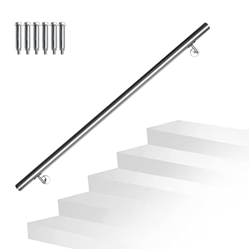 Randaco Edelstahl Handlauf Treppengeländer Geländer Wandhandlauf Wand Treppe inkl. Wandhalterung und Endkappen, für Innen & Außen Treppen Balkon Brüstung, Länge:120 cm