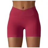 Generisch Neon Kleid Eng Fitnessstudio, Workout, Yoga Fitnessbekleidung, atmungsaktiver, maßgeschneiderter Sport-BH Elasthan-Gewebe mit Ihrem eigenen Logo Musselin Shorts Damen (Red, XXL)