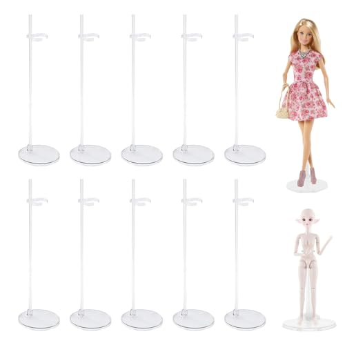 Puppenständer,21.5cm Puppen Ständer Displayhalter,Verstellbar Puppenständer,Kunststoff Puppenständerhalter,Verstellbarer Mini Puppenständer Puppenzubehör,Für Puppenregal Verwendet,Transparenter,10pcs