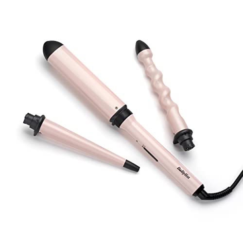 BaByliss Curl and Wave Trio Multistyler, Professioneller Lockenstab mit 3 Aufsätzen für Locken, Wellen und Beach Waves, soft pink, MS750E