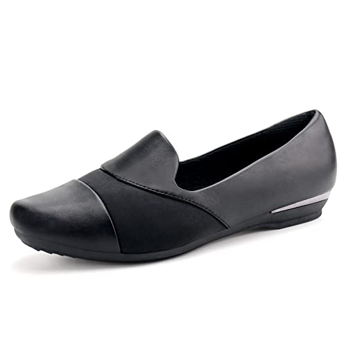 Ortho+rest Damenschuhe für Orthopädie, Hallux Valgus Kleid Schuhe, Slipper Loafer mit orthopädischen Einlagen (42,Schwarz)