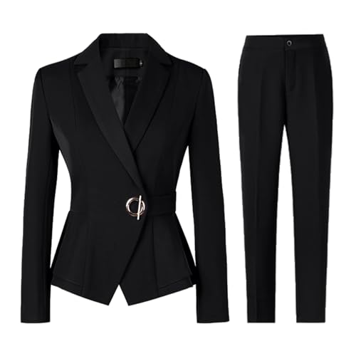 pxjsdwe Sommer Kleidung für Damen, Hosenanzug Damen Elegant 2 Teiler Revers Festlich Streetwear Langarm Anzug Set Hosenanzüge Slim Fit Zweiteiler Blazer Hose Freizeitanzug Hochzeit Sommer Loungewear