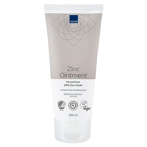 ABENA Zinksalbe, 100 ml, Schutzcreme mit Barriereeffekt für die Haut mit 20% Zinkoxid, beruhigend & schnell einziehend, Frei von Duftstoffen & sanft, Dermatologisch getestet.