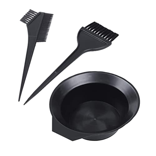 Haarfärbemittel -Werkzeug mit Pinselschüssel doppelseitig Färbung Friseur Schwarz für Salon 3pcs, Färbemittel Kit