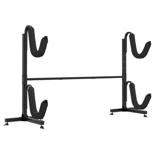 vidaXL Lagerregal für 2 Kajaks, Kajakregal mit 2 Ablagen, Standregal für Kajak SUP-Board Kanus Paddelbrett, Kajakhalter Ständer, Stahl