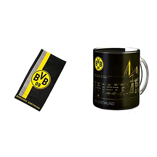 BVB-Handtuch mit Logo im Streifenmuster 50x100cm & BVB-Zauberglas